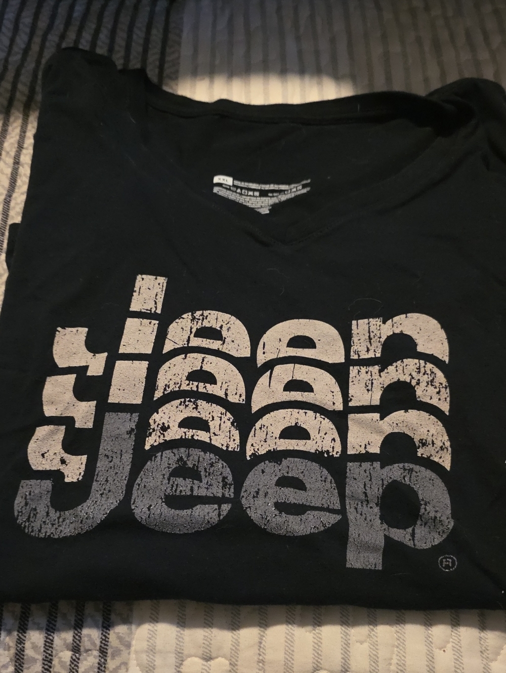 Jeep Black Tee with Distressed White Logo